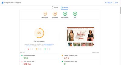PageSpeed Insights screenshot after optimization on desktop