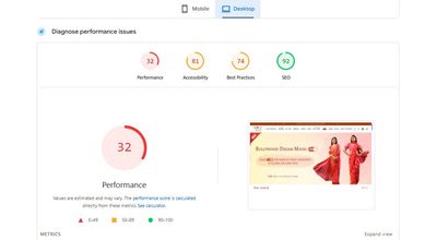 Before: Desktop score