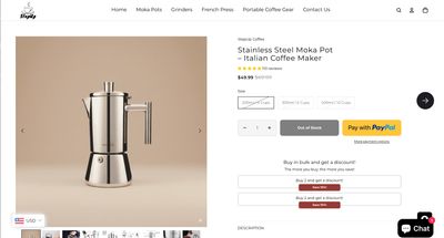 CRO before — legacy product page layout