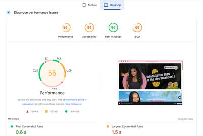 PageSpeed Insights: Desktop performance score after optimization