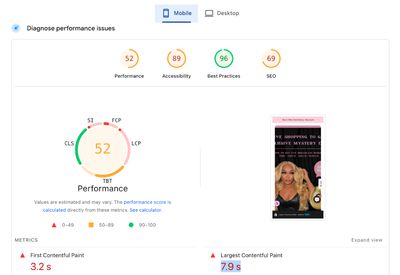 PageSpeed Insights: Mobile performance score after optimization